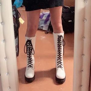 White Lace Up Boots